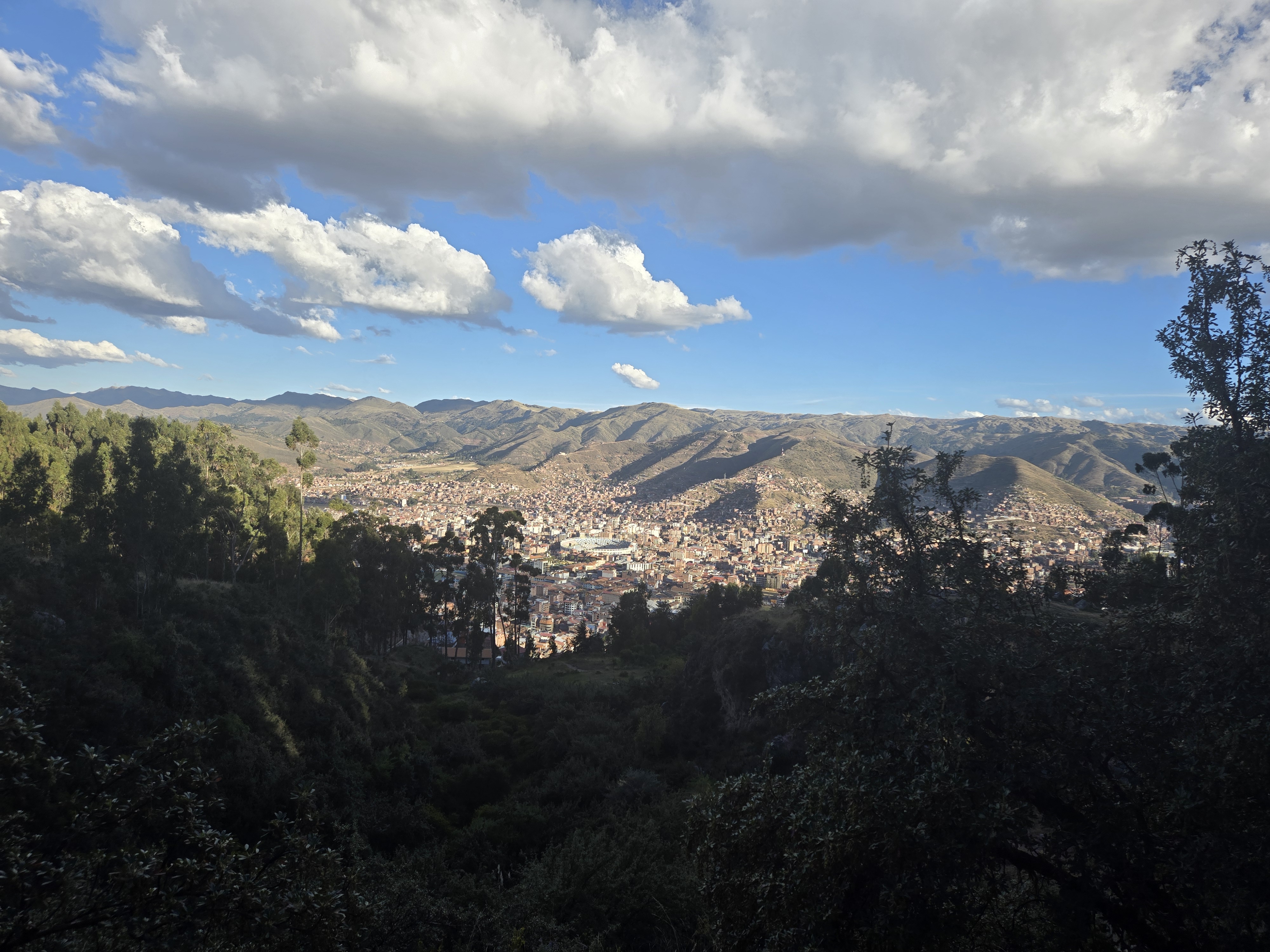 The city of Cusco viewed from the surrounding mountains