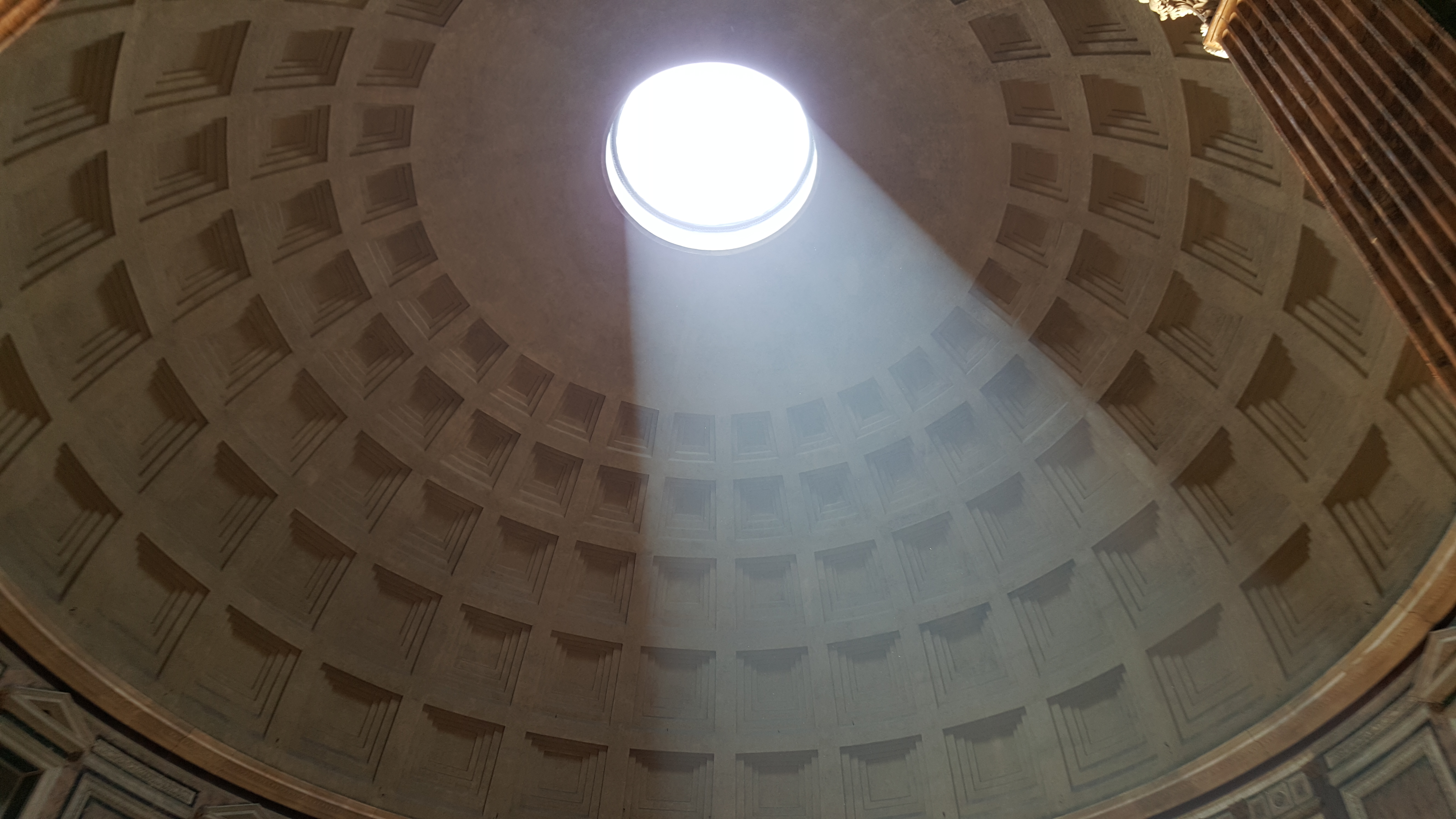 Sunlight entering through the oculus of the Pantheon in Rome