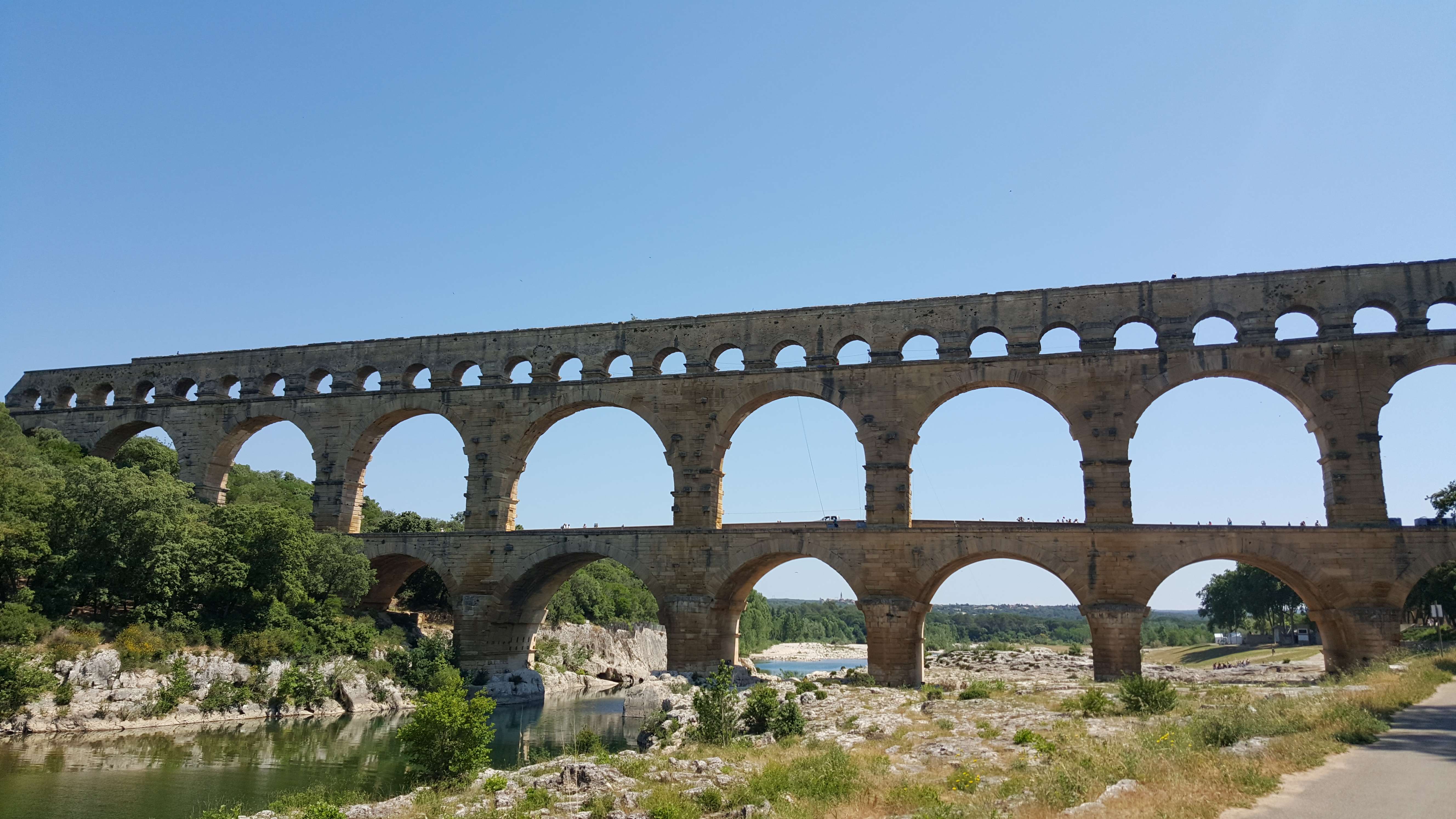 Roman Pont du Gard aqueduct bridge in southern France
