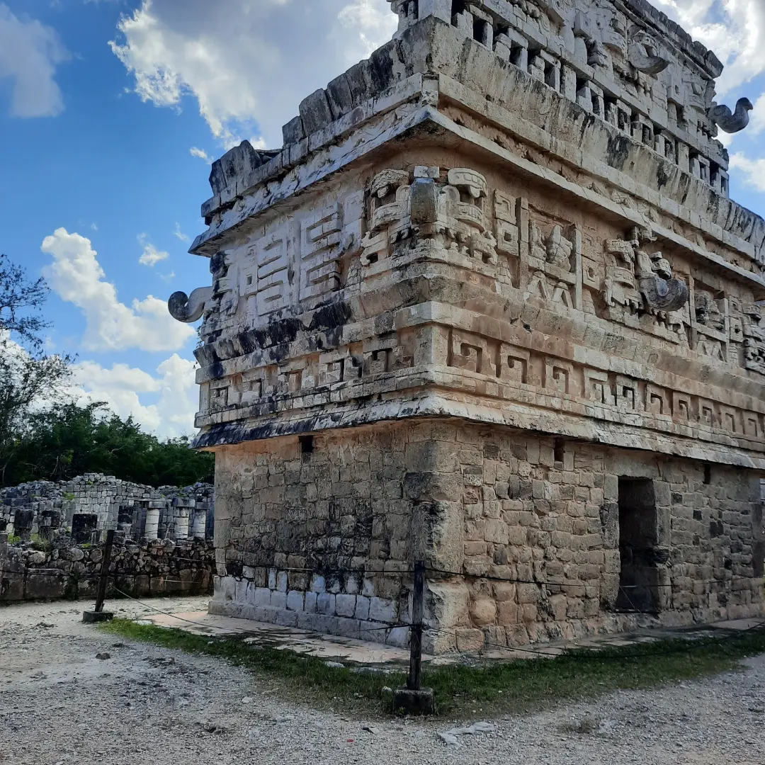 Ancient stone structure at a Maya archaeological site