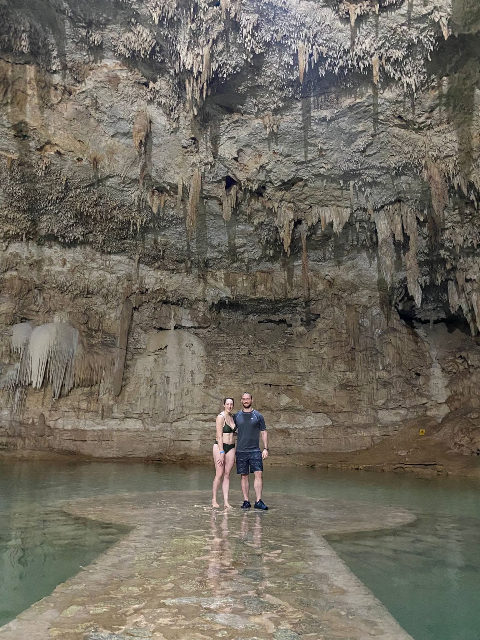 Cenote Suytun inside a limestone cavern